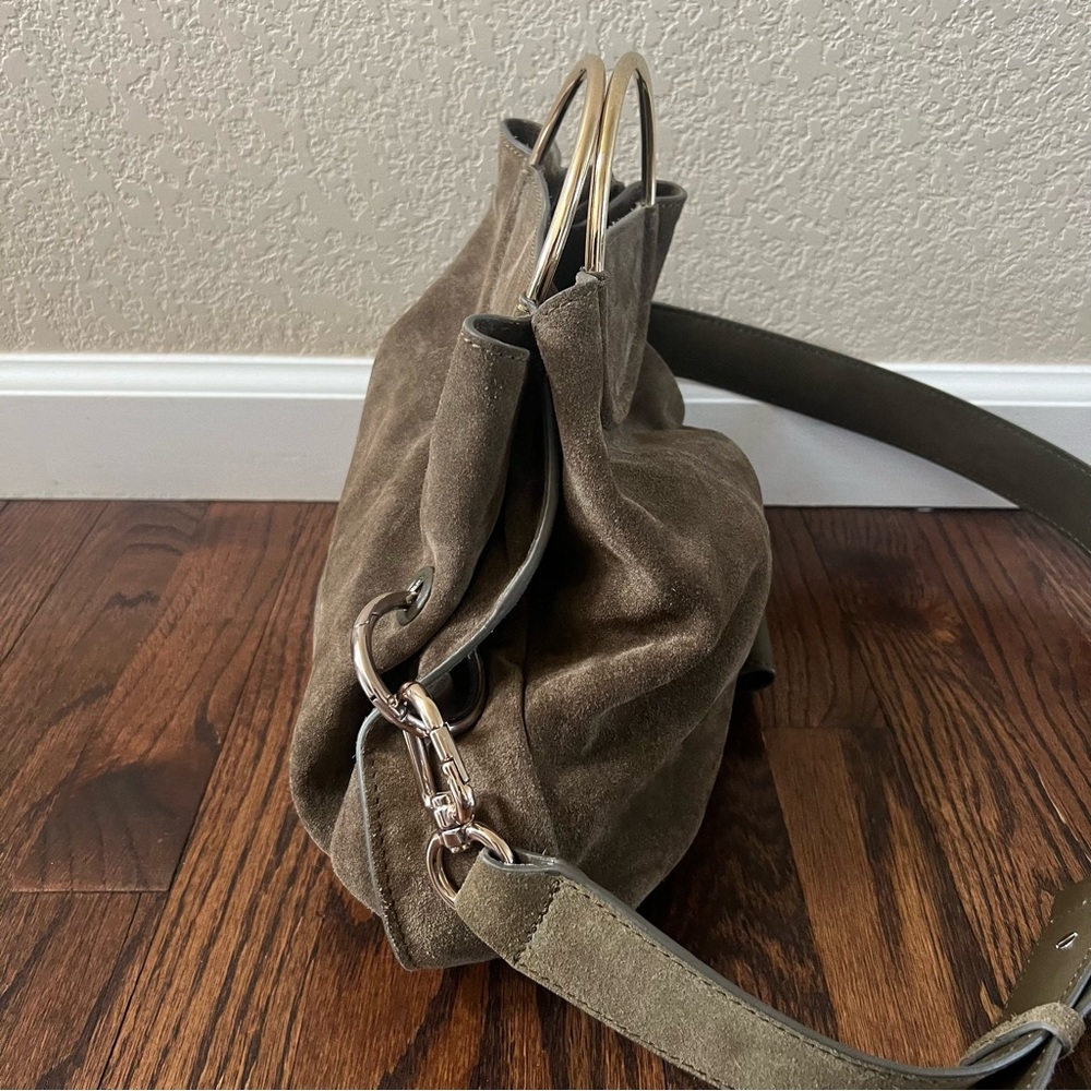 LIEBESKIND Berlin Ravenna Amal Olive Green Gold Ring Handle Cross body Bag Purse - Picture 11 of 16